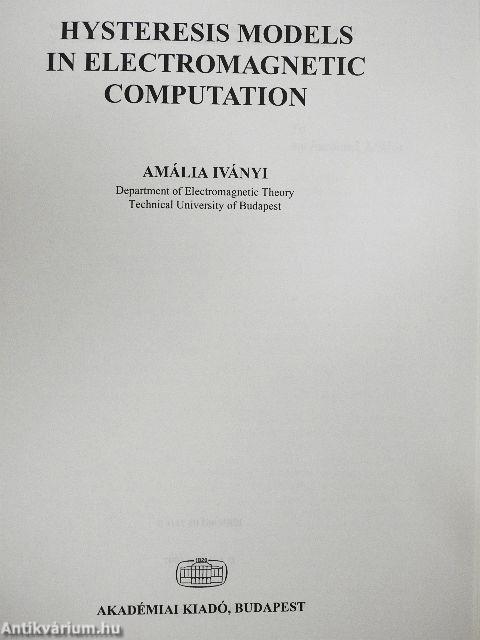 Hysteresis Models in Electromagnetic Computation