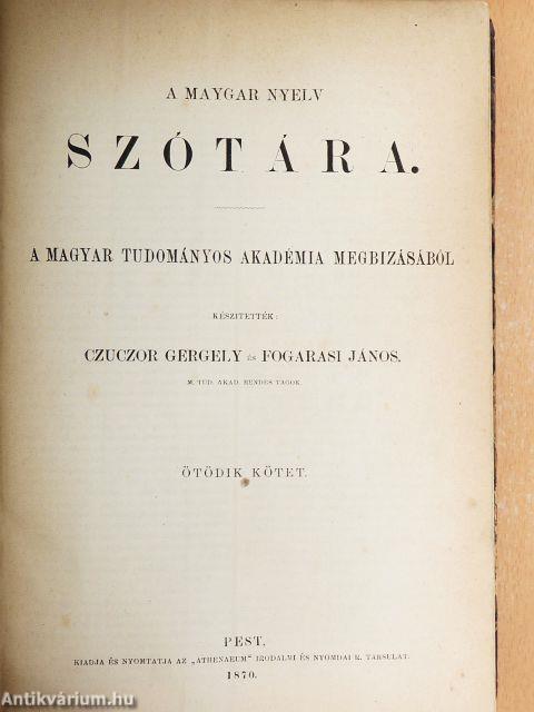 A magyar nyelv szótára V. (töredék)