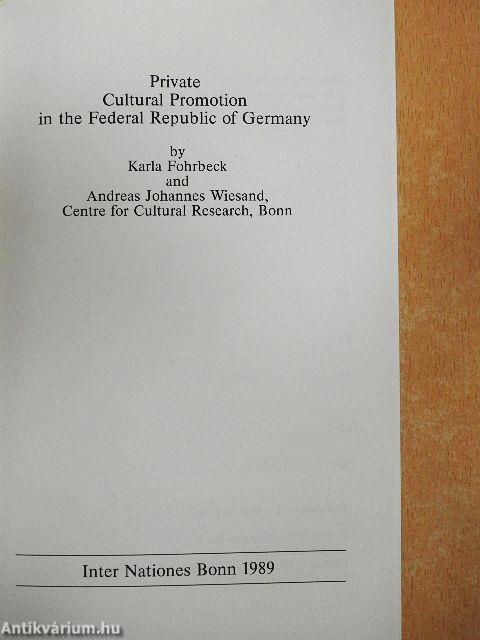 Private Cultural Promotion in the Federal Republic of Germany