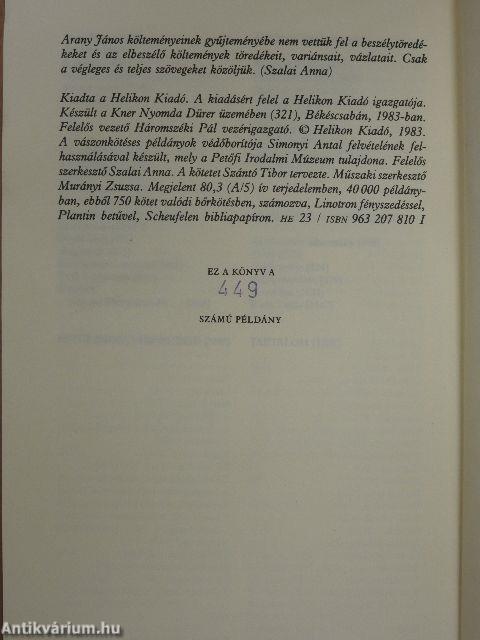 Arany János költeményei