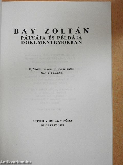 In memoriam Bay Zoltán 