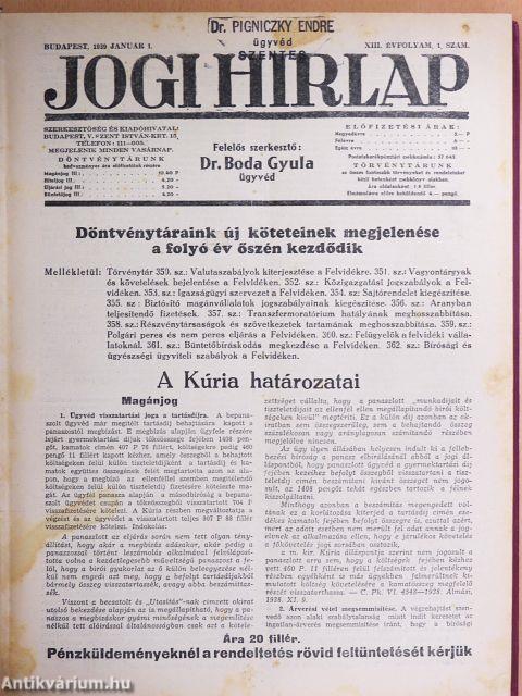 Jogi Hirlap 1939. január 1.-december 17.