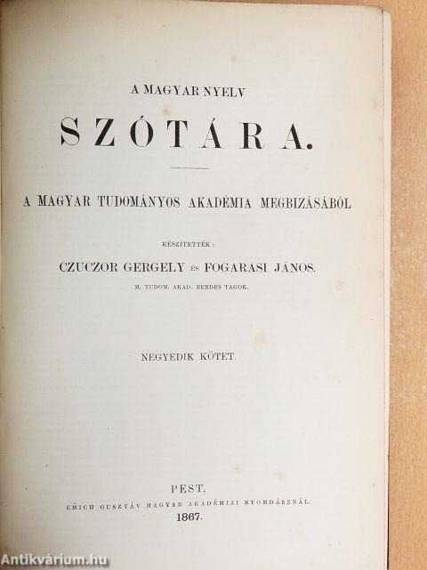 A magyar nyelv szótára IV. (töredék)