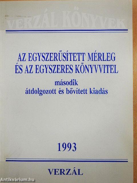 Az egyszerűsített mérleg és az egyszeres könyvvitel 1993