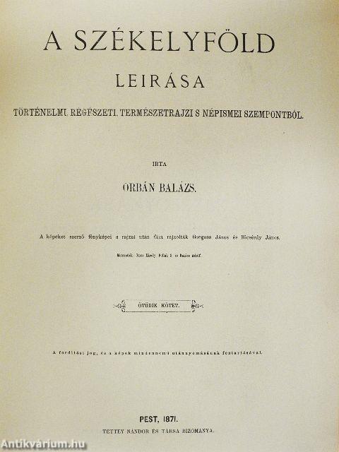 A Székelyföld leírása I-VI.