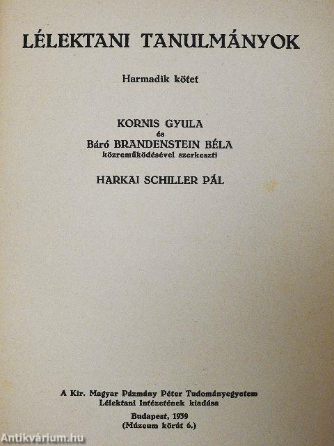 Lélektani tanulmányok III.