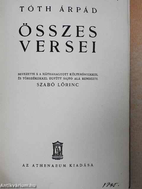 Tóth Árpád összes versei