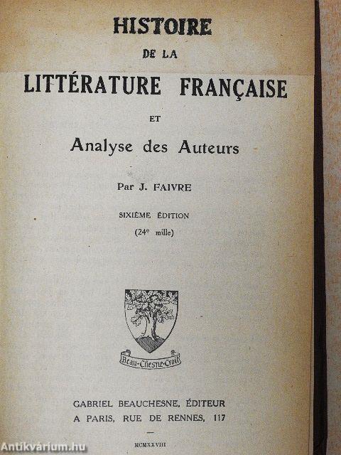 Histoire de la littérature francaise et analyse des auteurs