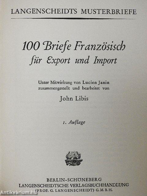100 Briefe Französisch für Export und Import