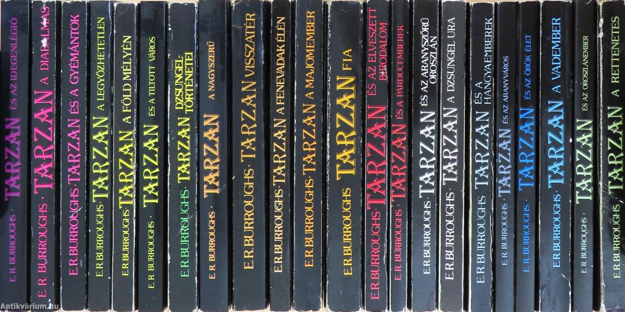 "22 kötet a Tarzan könyvek sorozatból (nem teljes sorozat)"