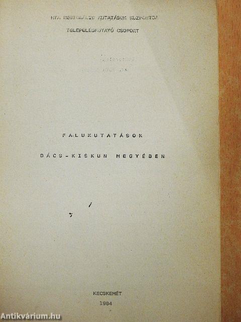 Falukutatások Bács-Kiskun megyében