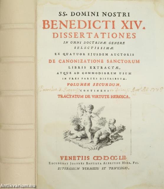 SS Domini Nostri Benedicti XIV dissertationes II.