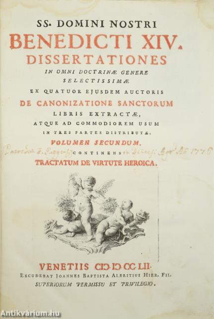 SS Domini Nostri Benedicti XIV dissertationes II.
