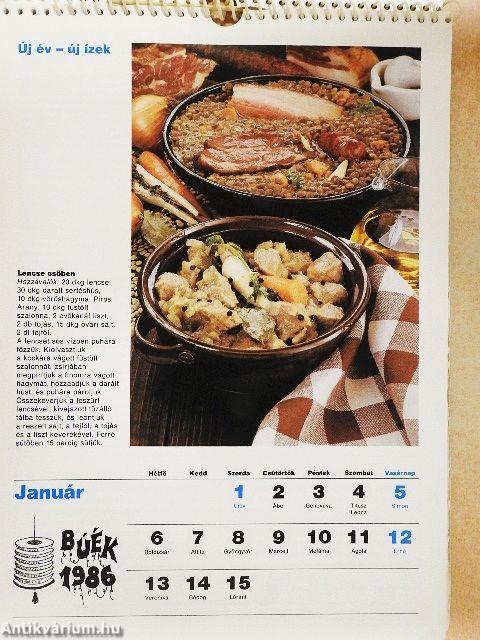 Szakácskönyv, naptárral 1986