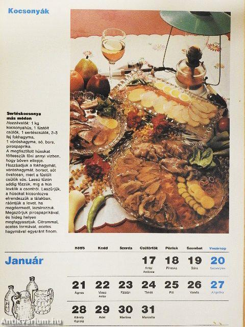 Szakácskönyv, naptárral 1985