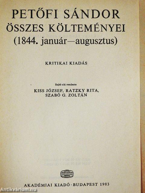 Petőfi Sándor összes költeményei (1844. január - augusztus)