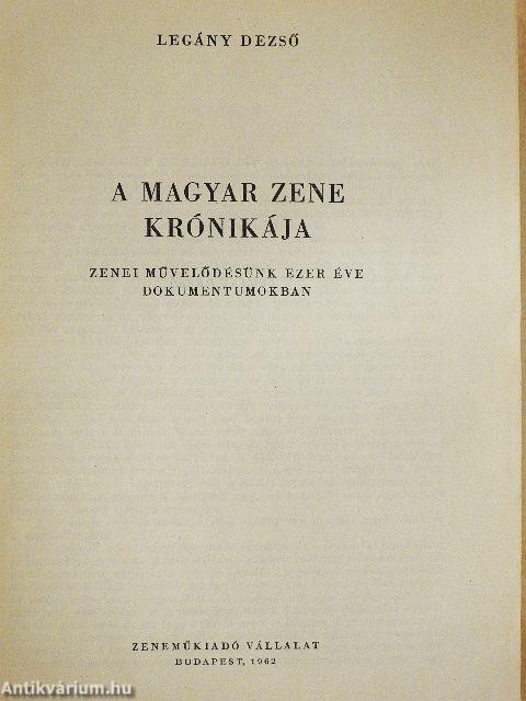 A magyar zene krónikája