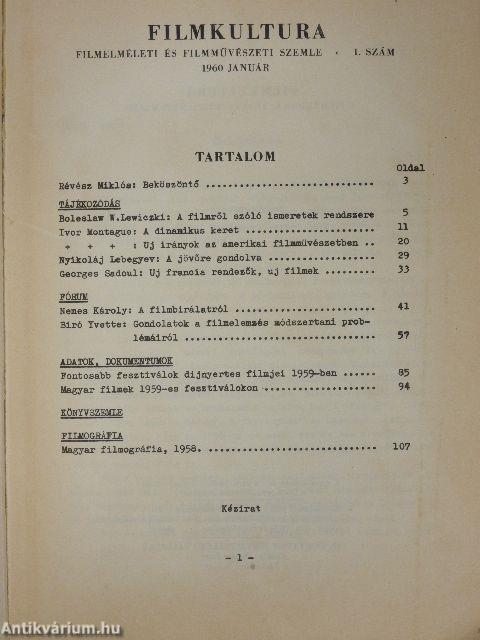 Filmkultúra 1960. január