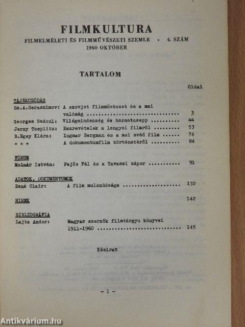Filmkultúra 1960. október