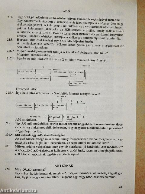 Rádióamatőr vizsgák követelményei, műszaki-, forgalmi- és biztonságtechnikai vizsgakérdései