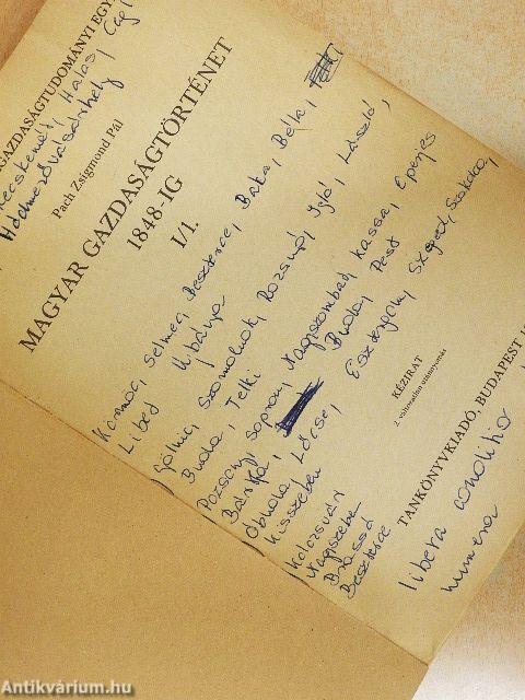 Magyar gazdaságtörténet 1848-ig I/1.