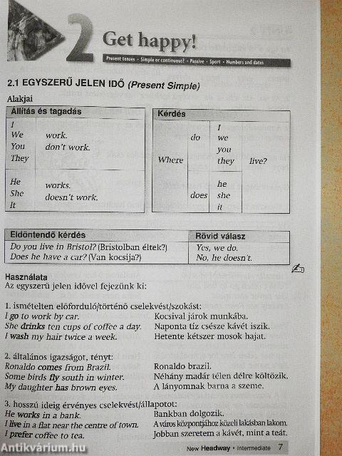New Headway - Intermediate - Angol-magyar szójegyzék és nyelvtani összefoglaló