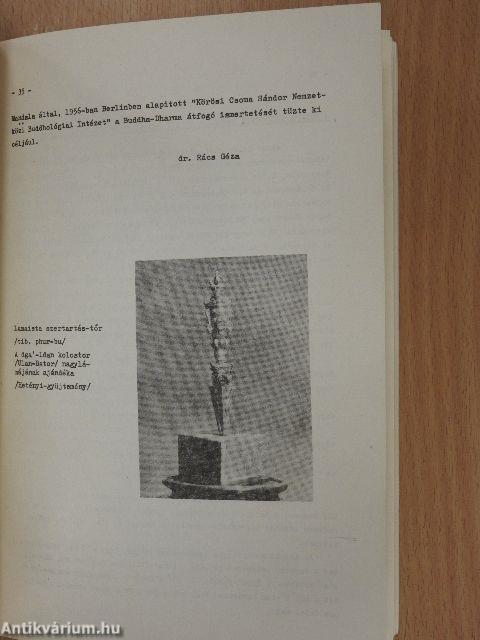 A Körösi Csoma Sándor Intézet közleményei 1972