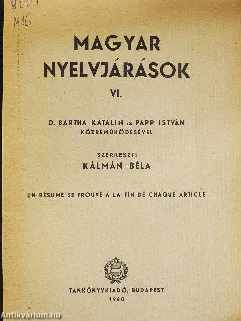 Magyar nyelvjárások VI.