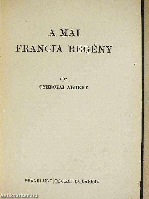 A mai francia regény