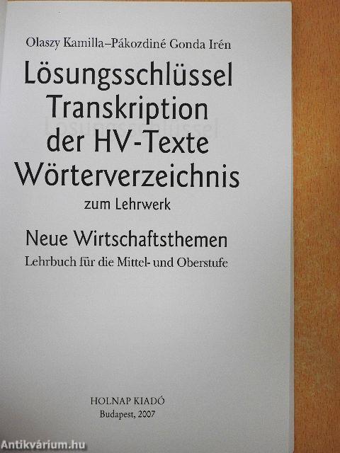 Lösungsschlüssel Transkription der HV-Texte Wörterverzeichnis zum Lehrwerk