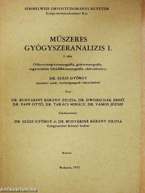 Műszeres gyógyszeranalízis I.