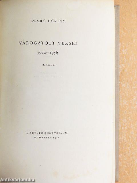 Szabó Lőrinc válogatott versei