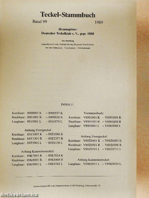Teckel-Stammbuch 1989