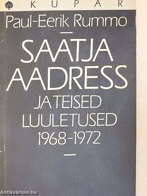 Saatja aadress ja teised luuletused 1968-1972
