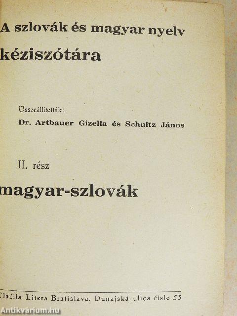 A szlovák és magyar nyelv kéziszótára II.