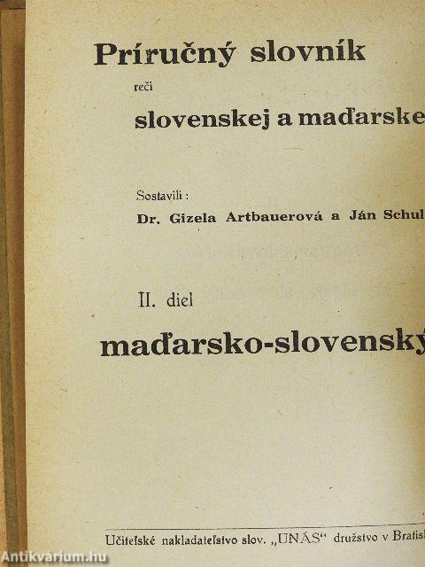 A szlovák és magyar nyelv kéziszótára II.