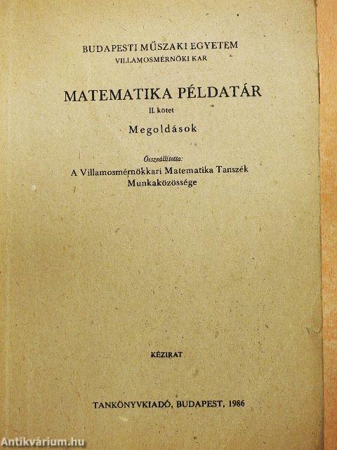 Matematika példatár II. - Megoldások