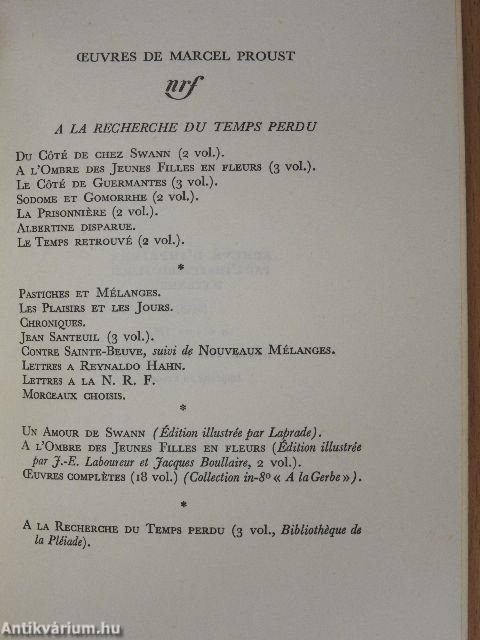 A la recherche du temps perdu I-XV.