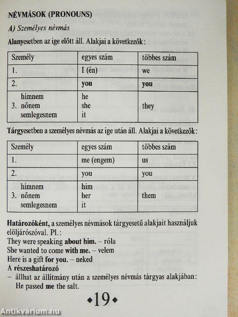 Angol kisokos - Nyelvtani összefoglaló
