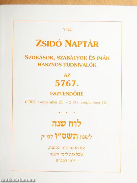 Zsidó naptár az 5767. esztendőre