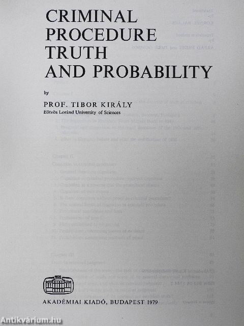 Criminal Procedure - Truth and Probability