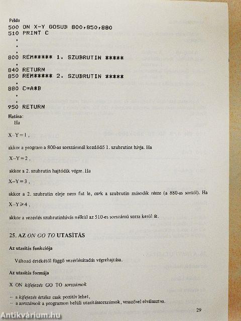 BASIC programozási kézikönyv