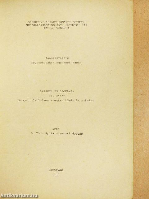 Szerves és biokémia II.