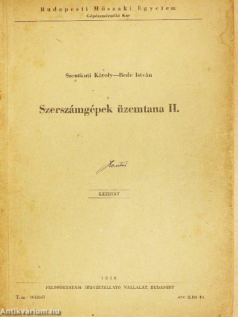 Szerszámgépek üzemtana II.