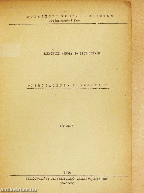 Szerszámgépek üzemtana II.