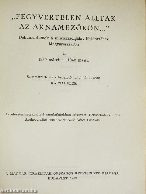 "Fegyvertelen álltak az aknamezőkön..." I.