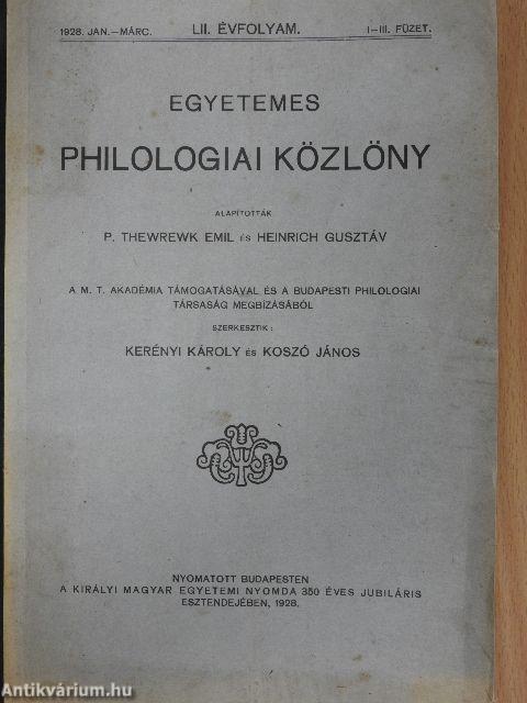 Egyetemes Philologiai Közlöny 1928. január-március