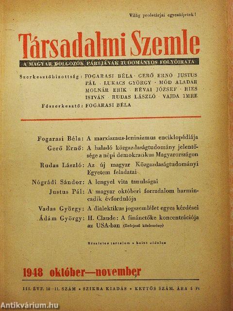 Társadalmi Szemle 1948. október-november