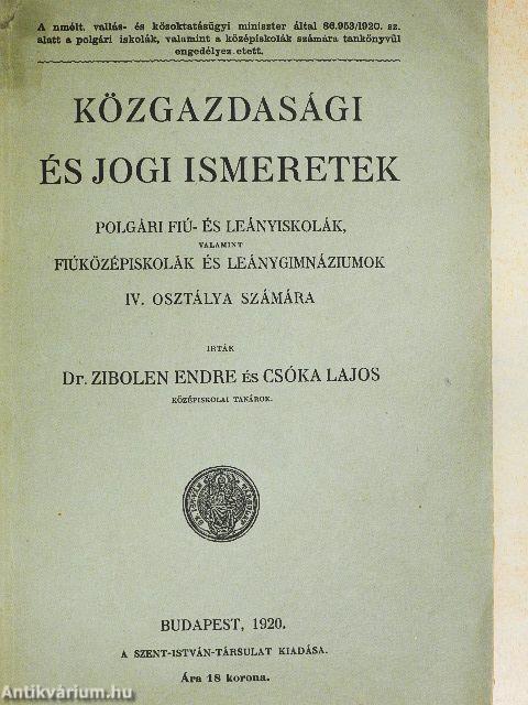 Közgazdasági és jogi ismeretek IV.