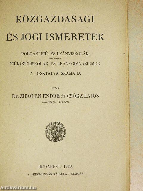 Közgazdasági és jogi ismeretek IV.